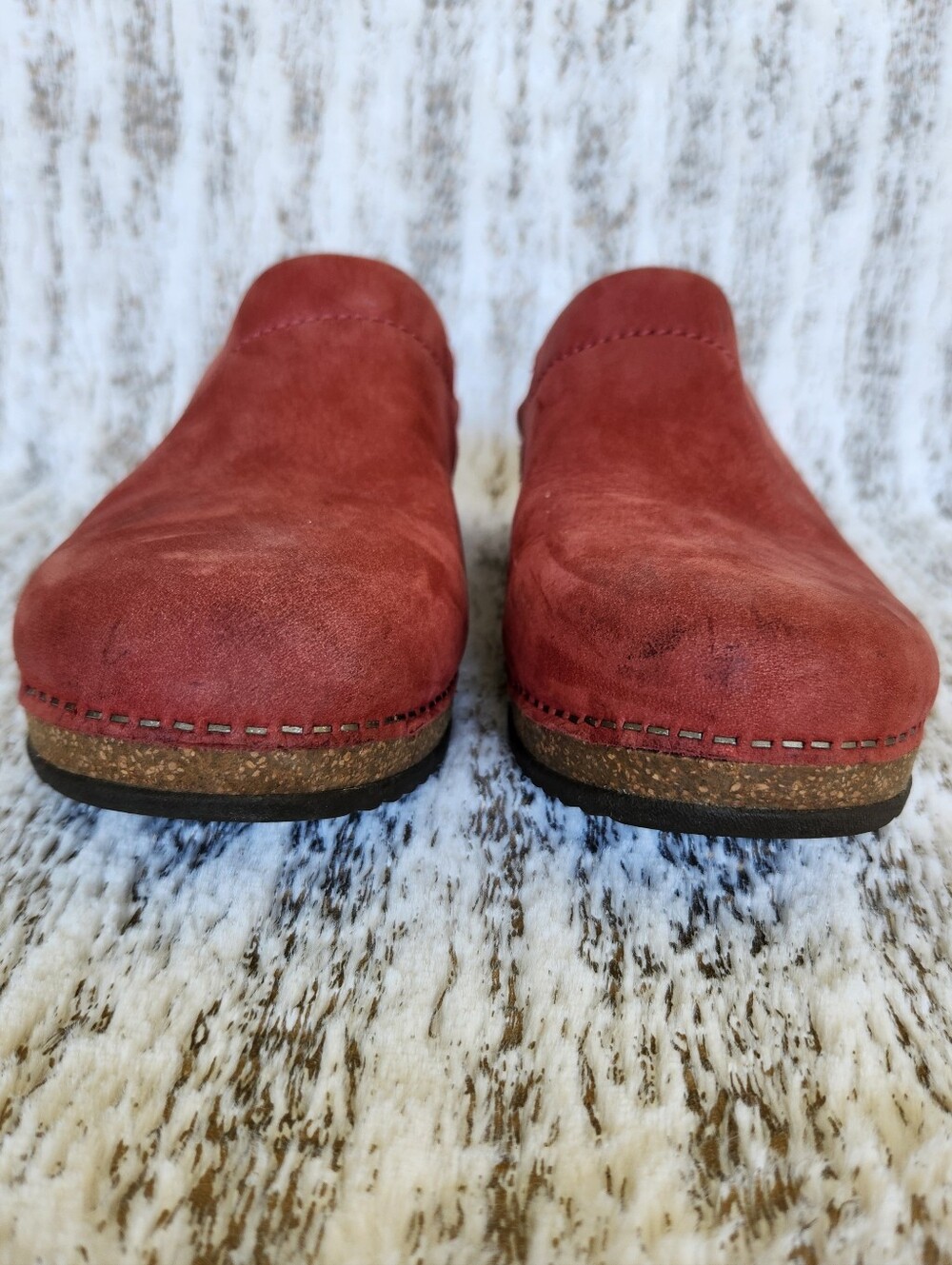 Dansko "Mariella" Red Nubuck Leather Mule Clogs Slip-on | Women's Size 9.5 40 EU - Picture 3 of 11